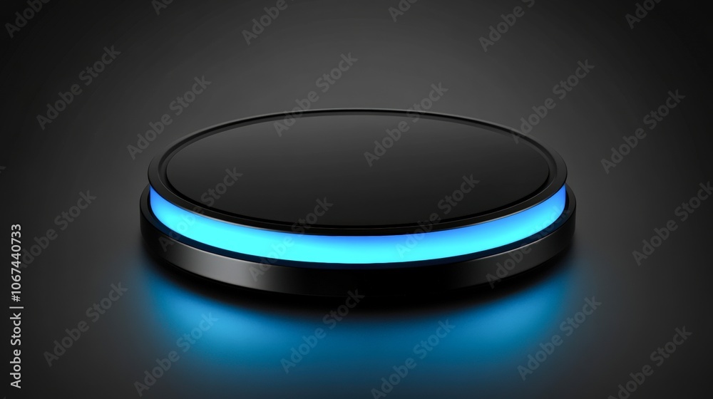 A sleek, glossy black platform with a glowing blue edge set against a dark background, ideal for showcasing products, tech gadgets, or marketing visuals focused on innovation and modern design, A sleek, glossy black platform with a glowing blue edge set against a dark background, ideal for showcasing products, tech gadgets, or marketing visuals focused on innovation and modern design,