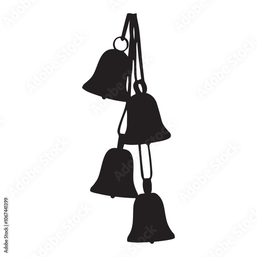 Christmas Decor Cow Bell silhouette vector illustration