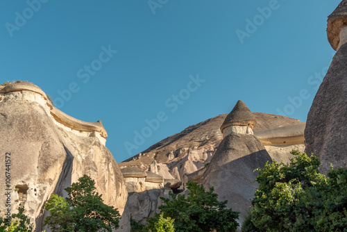 Fairy chimneys and volcanic rock formations in Cappadocia, Turkey. photo