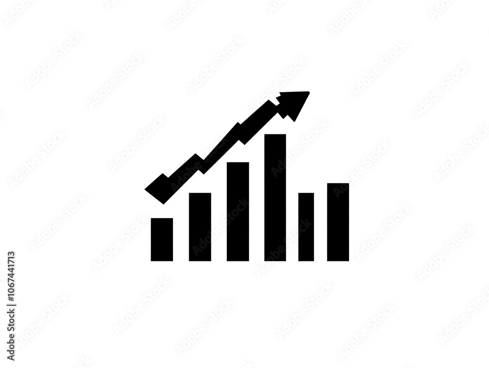 a black graph with arrow pointing up a black graph with arrow pointing up