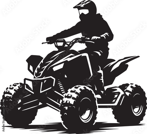 ATV Quad bike vehicle rider silhouette vector illustration isolated on a white background