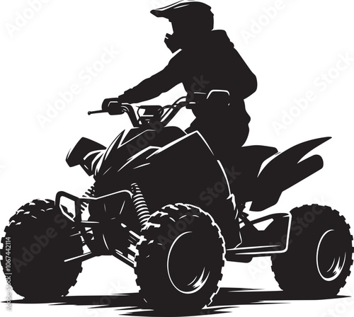 ATV Quad bike vehicle rider silhouette vector illustration isolated on a white background