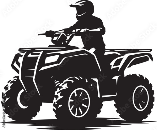 ATV Quad bike vehicle rider silhouette vector illustration isolated on a white background