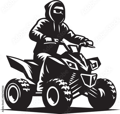 ATV Quad bike vehicle rider silhouette vector illustration isolated on a white background