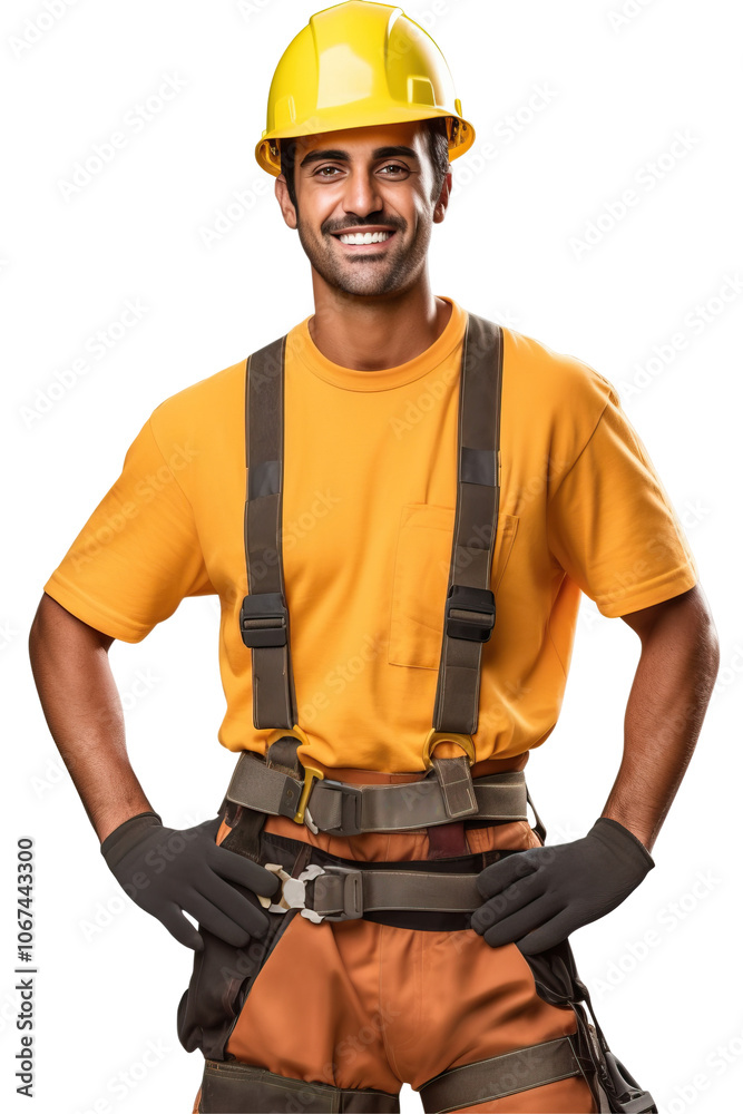 Male builder in work uniform and helmet Male builder in work uniform and helmet