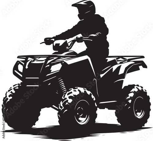 ATV Quad bike vehicle rider silhouette vector illustration isolated on a white background