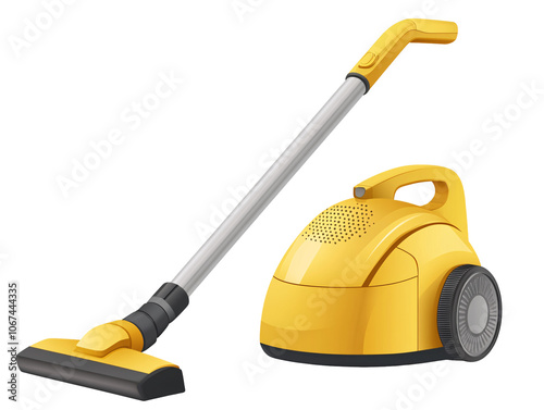 a yellow vacuum cleaner with a long handle photo