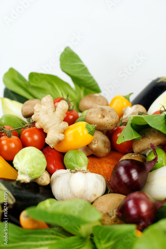 Mixed Fresh Vegetables on White Background photo