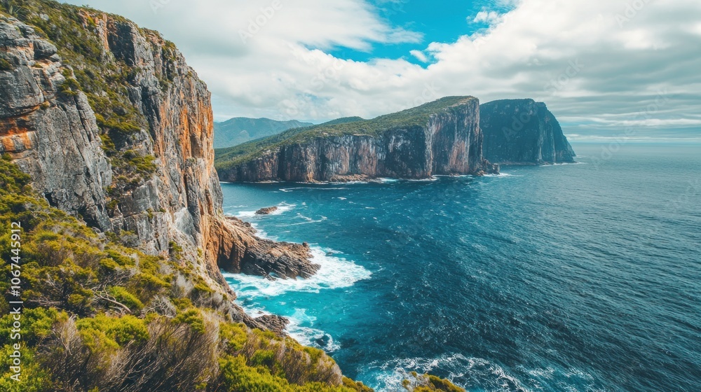 Fototapeta premium Rugged Cliffs and Serene Ocean