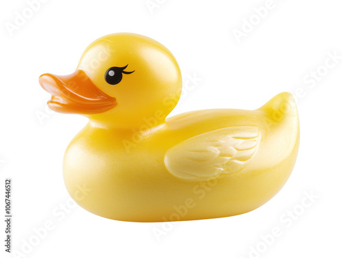 a yellow rubber duck with white wings photo