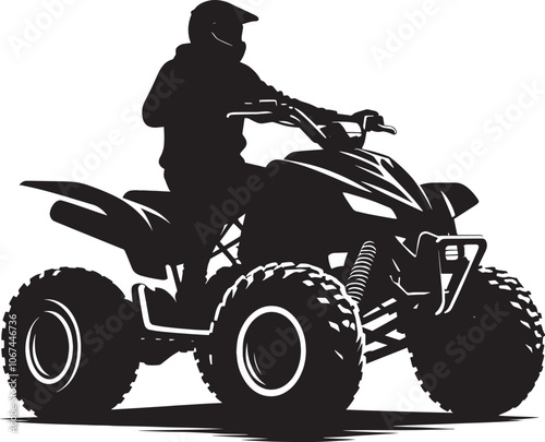 ATV Quad bike vehicle rider silhouette vector illustration isolated on a white background