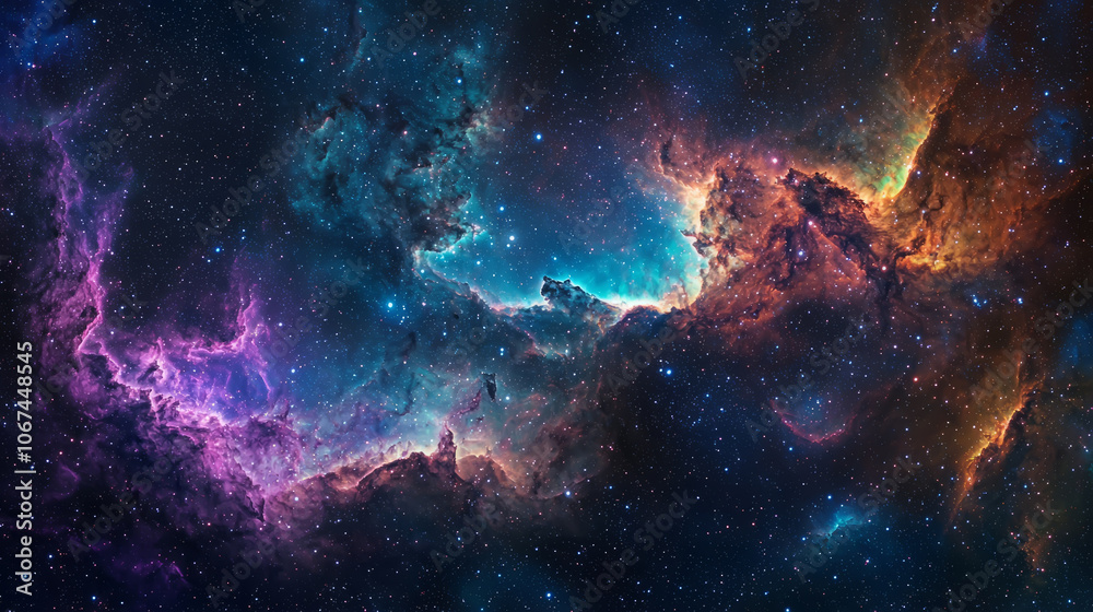 A vibrant starry night sky with swirling galaxies, bright stars, and colorful nebula clouds. A vibrant starry night sky with swirling galaxies, bright stars, and colorful nebula clouds.
