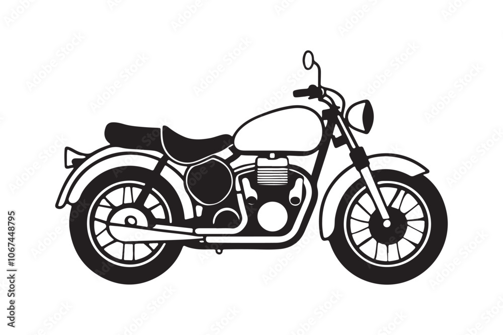 Fototapeta premium Royal Enfield motorbike Silhouette vector illustration, Motorbike Silhouette vector