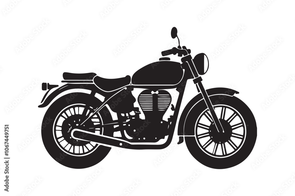 Fototapeta premium Royal Enfield motorbike Silhouette vector illustration, Motorbike Silhouette vector