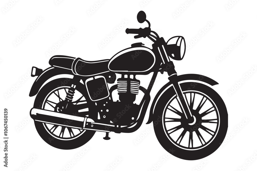 Fototapeta premium Royal Enfield motorbike Silhouette vector illustration, Motorbike Silhouette vector