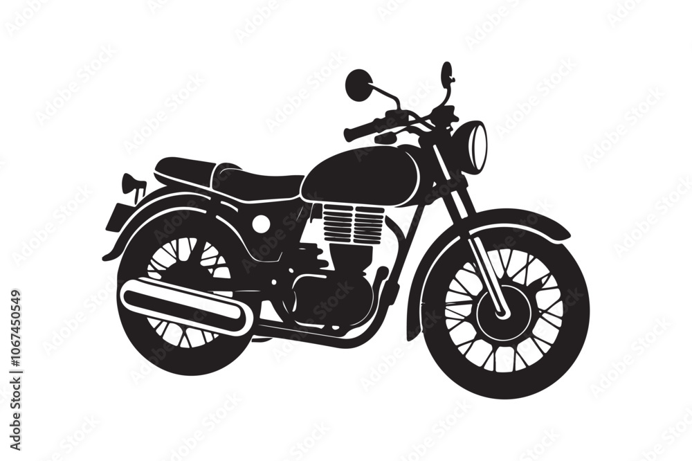 Fototapeta premium Royal Enfield motorbike Silhouette vector illustration, Motorbike Silhouette vector
