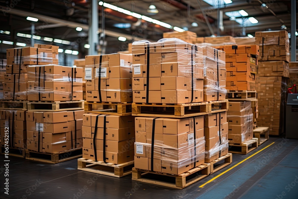 Stacks of flatpacks of furniture boxes Stacks of flatpacks of furniture boxes