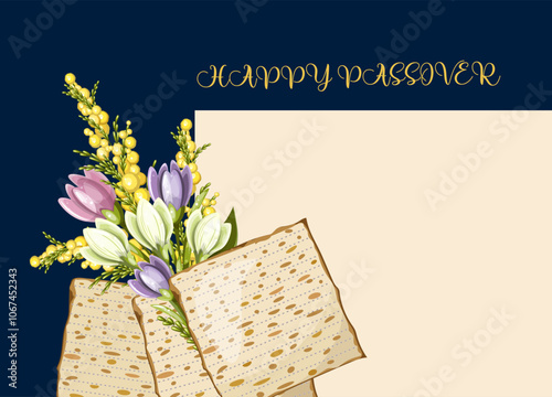 Happy Passover postcard matzah