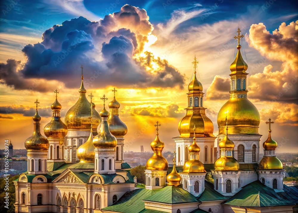 Obraz premium Golden City Spires Macro Photography