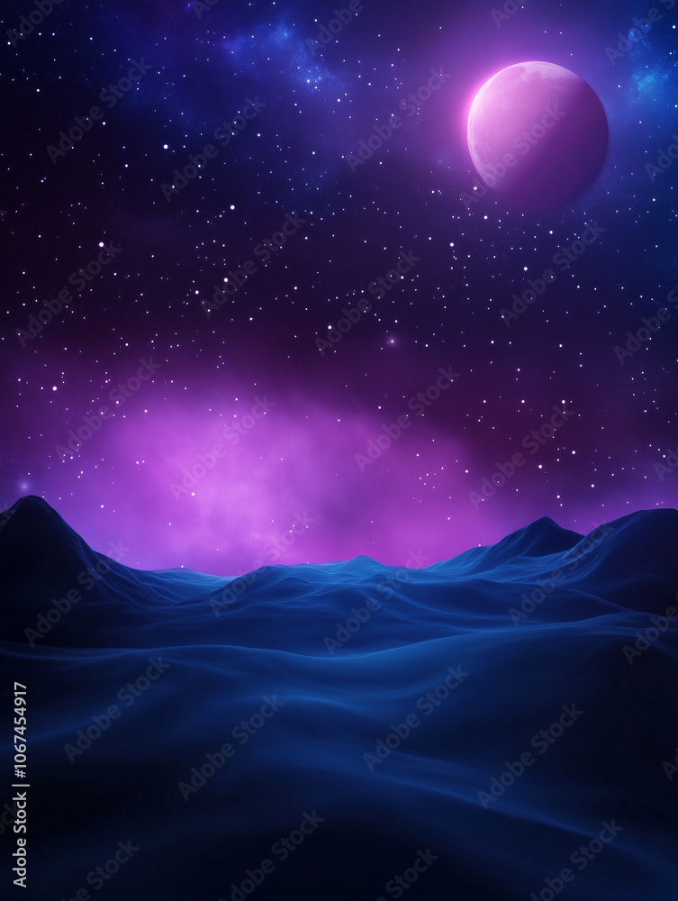 Obraz premium Surreal Cosmic Landscape with Purple Planet