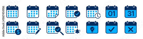 Calendar planner icon collection. Calender symbol. Deadline, calendar notification, reminder organizer.