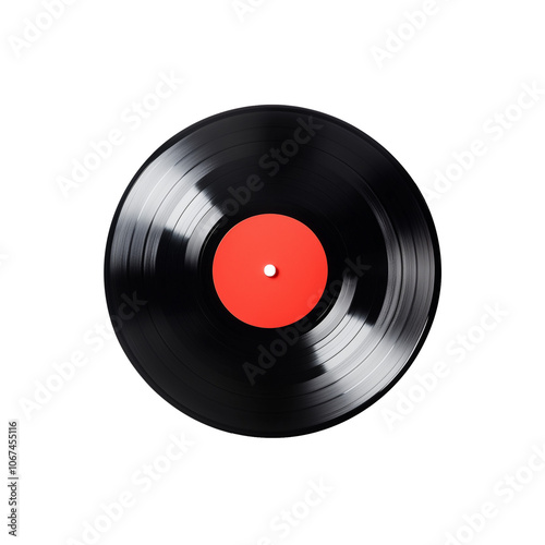 Classic Black Vinyl Record with Red Label