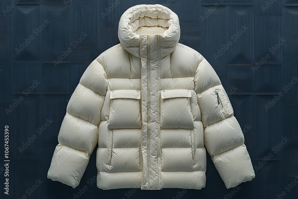 White Puffer Jacket with Hood - Casual Winter Outerwear