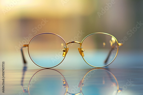 Optical Glasses on Reflective Surface - Clarity and Precision 