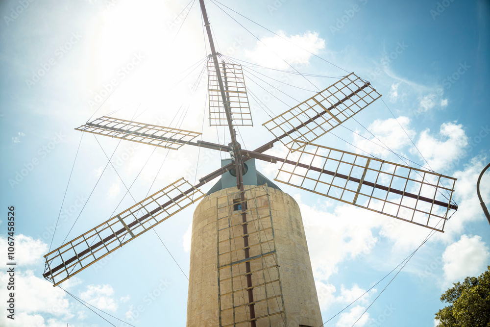 Traditional Gozo Malta Windmill in Summer Light Traditional Gozo Malta Windmill in Summer Light