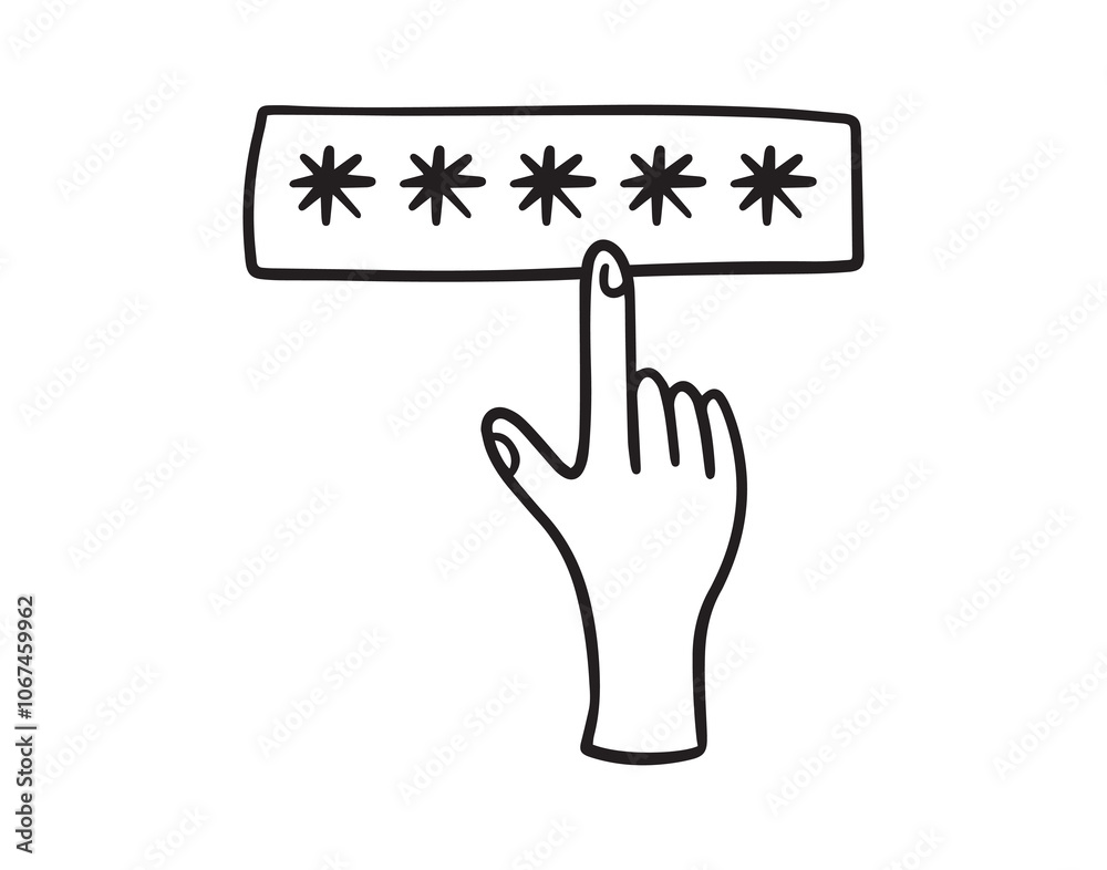 Fototapeta premium Password with hand doodle isolates sign. Hand Drawn outline doodle Security, user authorization, safety access concept.