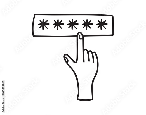 Password with hand doodle isolates sign. Hand Drawn outline doodle Security, user authorization, safety access concept.