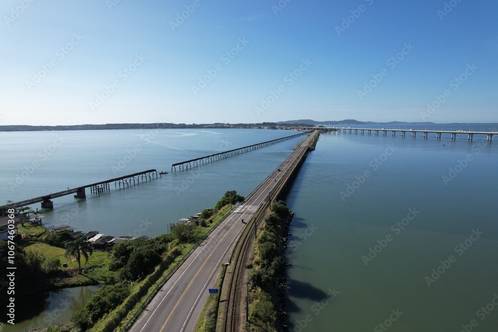 Ponte Anita Garibaldi, Laguna, Santa Catarina, Visão drone Ponte Anita Garibaldi, Laguna, Santa Catarina, Visão drone