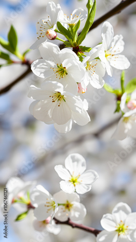 delicate white blossoms on a branch