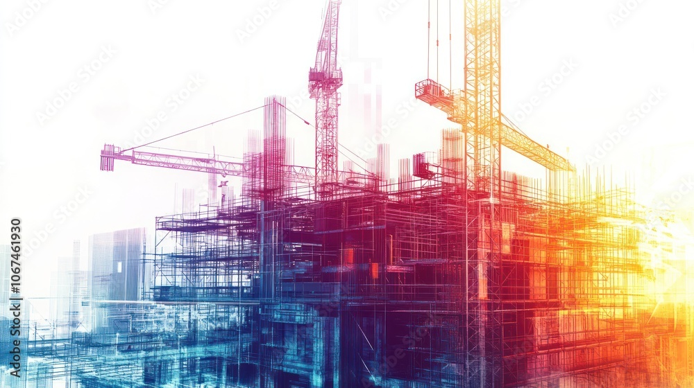 Construction Site in Vibrant Hues Construction Site in Vibrant Hues