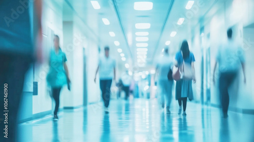 Wallpaper Mural Urgent activity in a busy hospital hallway with medical staff and patients in soft focus Torontodigital.ca