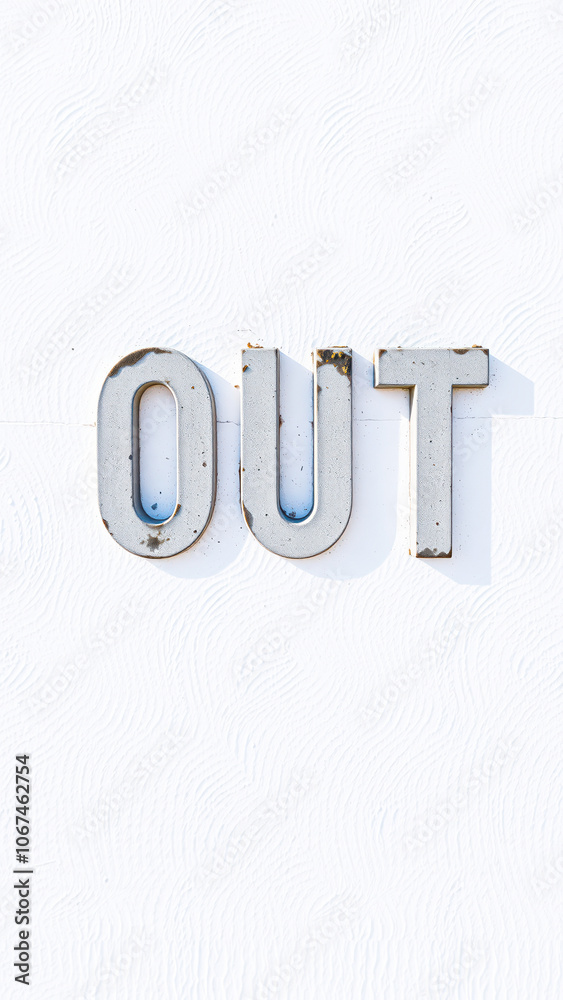 rusty metal letters spelling out on a white surface rusty metal letters spelling out on a white surface