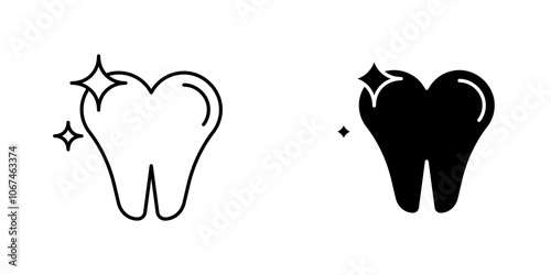 clean tooth icon. filled and line stroke icons