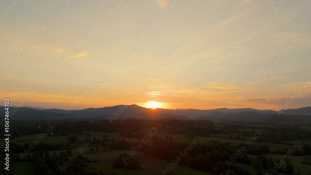 Ljubljansko barje in the evening light, Slovenia farmlands from above, drone shot, aerial footage Ljubljansko barje in the evening light, Slovenia farmlands from above, drone shot, aerial footage