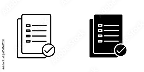 Document verification icon. filled and line stroke icons