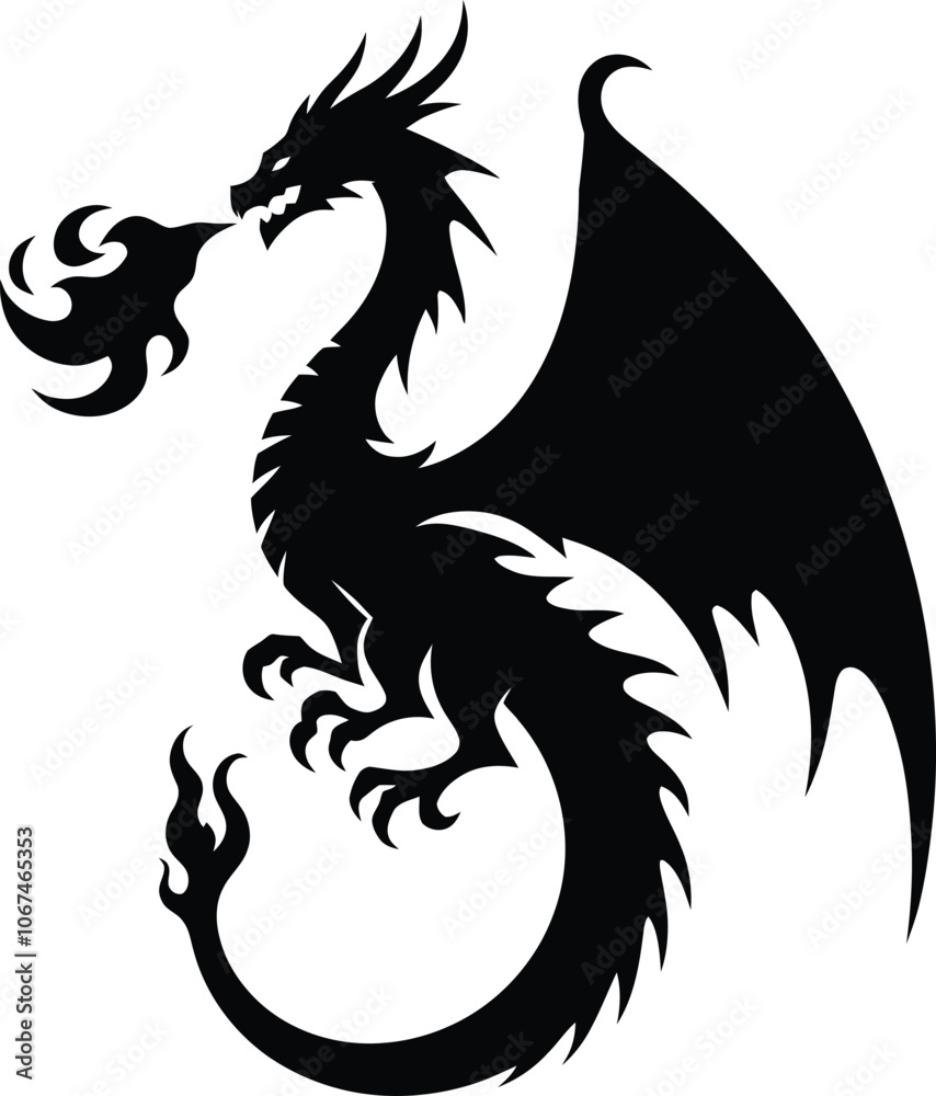 Dragon silhouette icon vector art illustration Dragon silhouette icon vector art illustration
