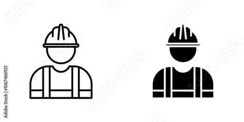 Construction worker icon. filled and line stroke icons