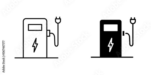 Charging station icon. filled and line stroke icons