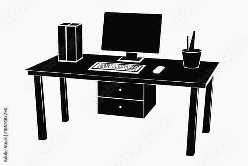 Computer table with office D.eps