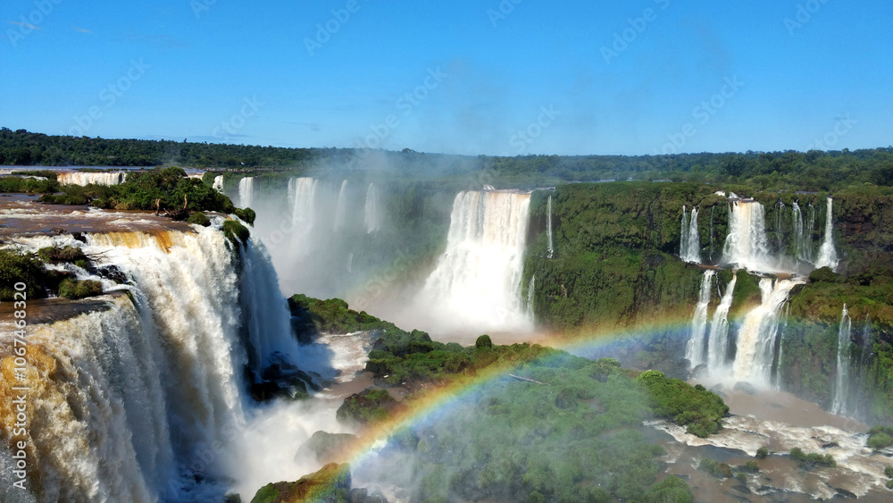 Waterfalls with a rainbow Waterfalls with a rainbow