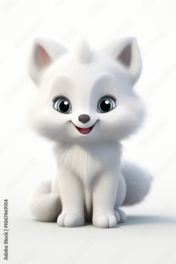 Fototapeta premium Adorable white cartoon fox