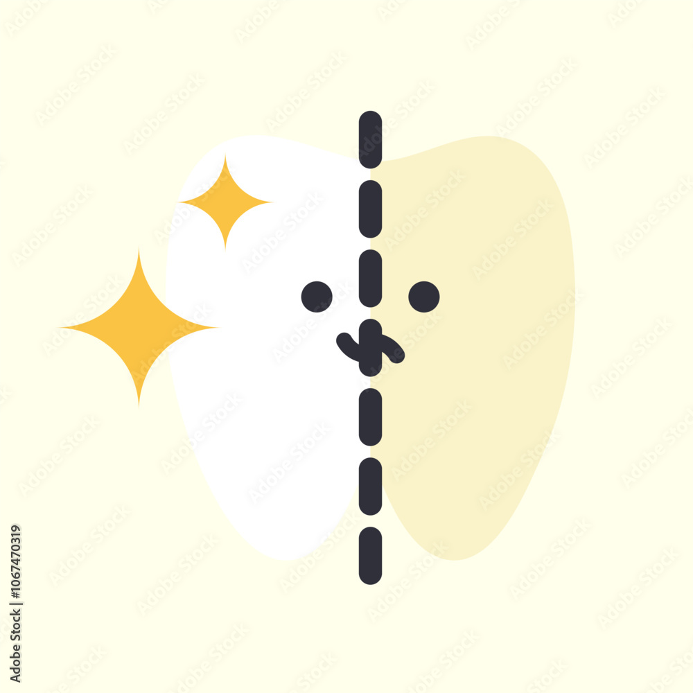 Healthy clean and yellow tooth comparison icon. Healthcare, dental, medicine, treatment, hygiene, oral care concepts. Flat cartoon character vector design isolated illustration. Healthy clean and yellow tooth comparison icon. Healthcare, dental, medicine, treatment, hygiene, oral care concepts. Flat cartoon character vector design isolated illustration.