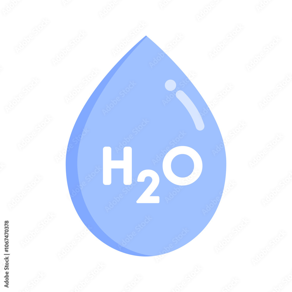 H2O icon. Water droplet liquid sign. Nature, clean, environment, chemical concept. Flat vector design isolated illustration. H2O icon. Water droplet liquid sign. Nature, clean, environment, chemical concept. Flat vector design isolated illustration.