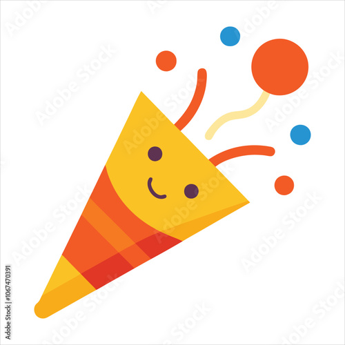 Party popper emoji vector art illustration icon logo