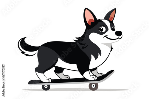 corgi rides a skateboard A.eps