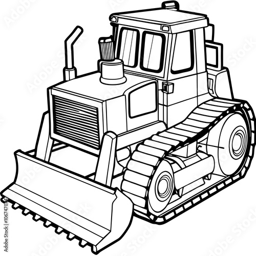 Modern Bulldozer on White Background